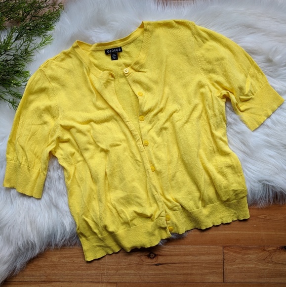 George Sweaters - {George} yellow short sleeve cardigan